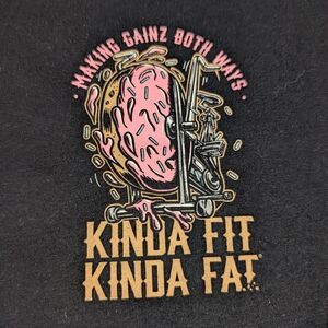 Kinda Fit Kinda Fat Apparel T-shirt LG Black Gainz Donut Bike